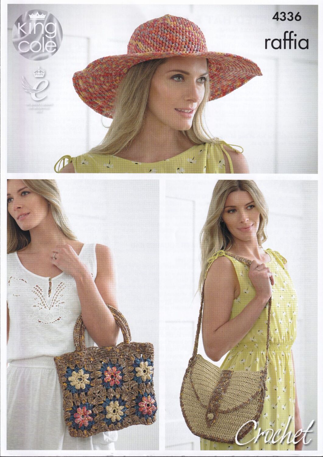 4336 HAT AND BAGS CROCHET PATTERN BY KING COLE