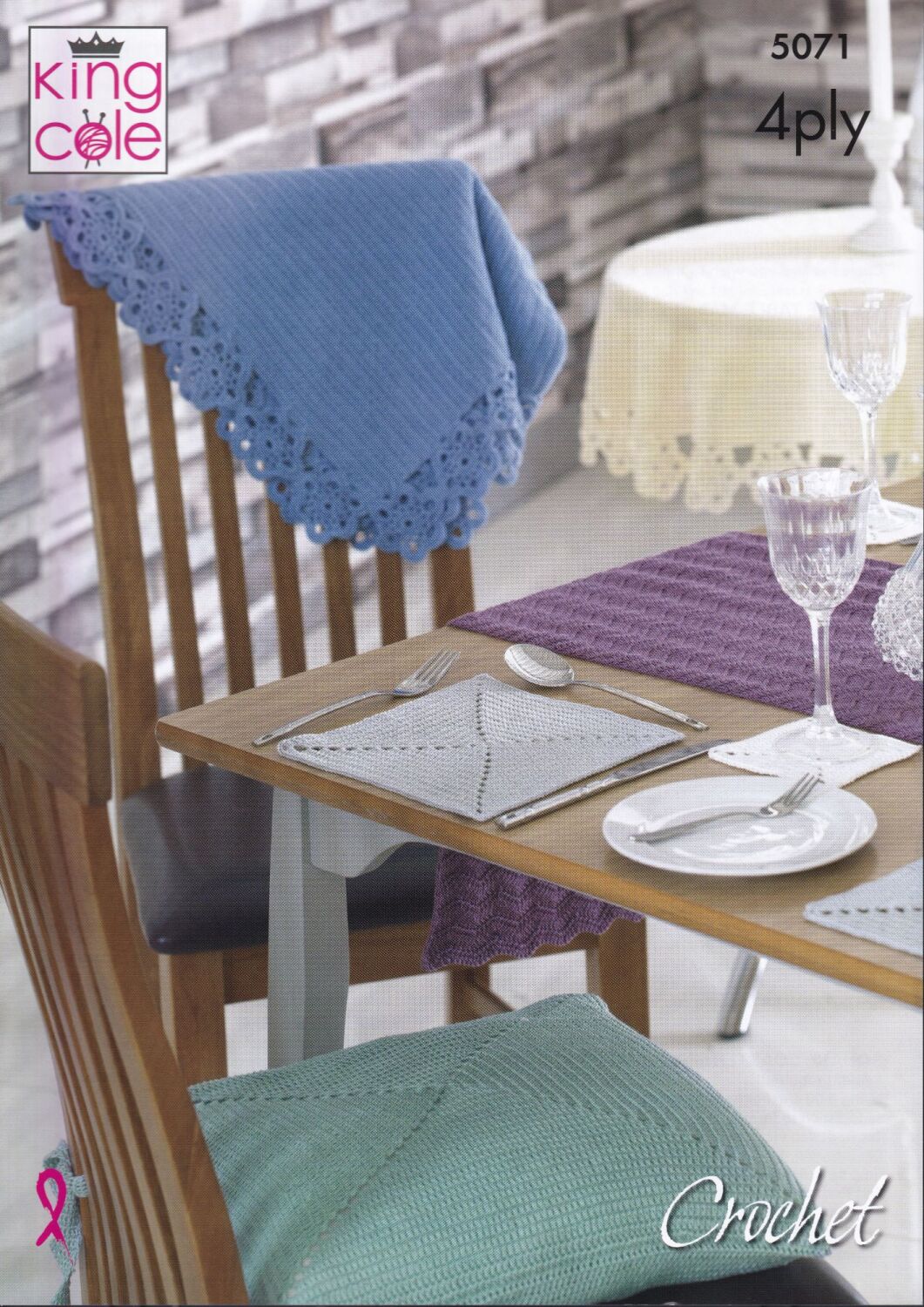 5071 TABLE RUNNER, COASTERS, RUNNER, SEAT PADS & TABLE CLOTH CROCHET PATTER