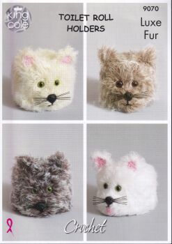 9070 CAT TOILET ROLL COVERS CROCHET PATTERN BY KING COLE