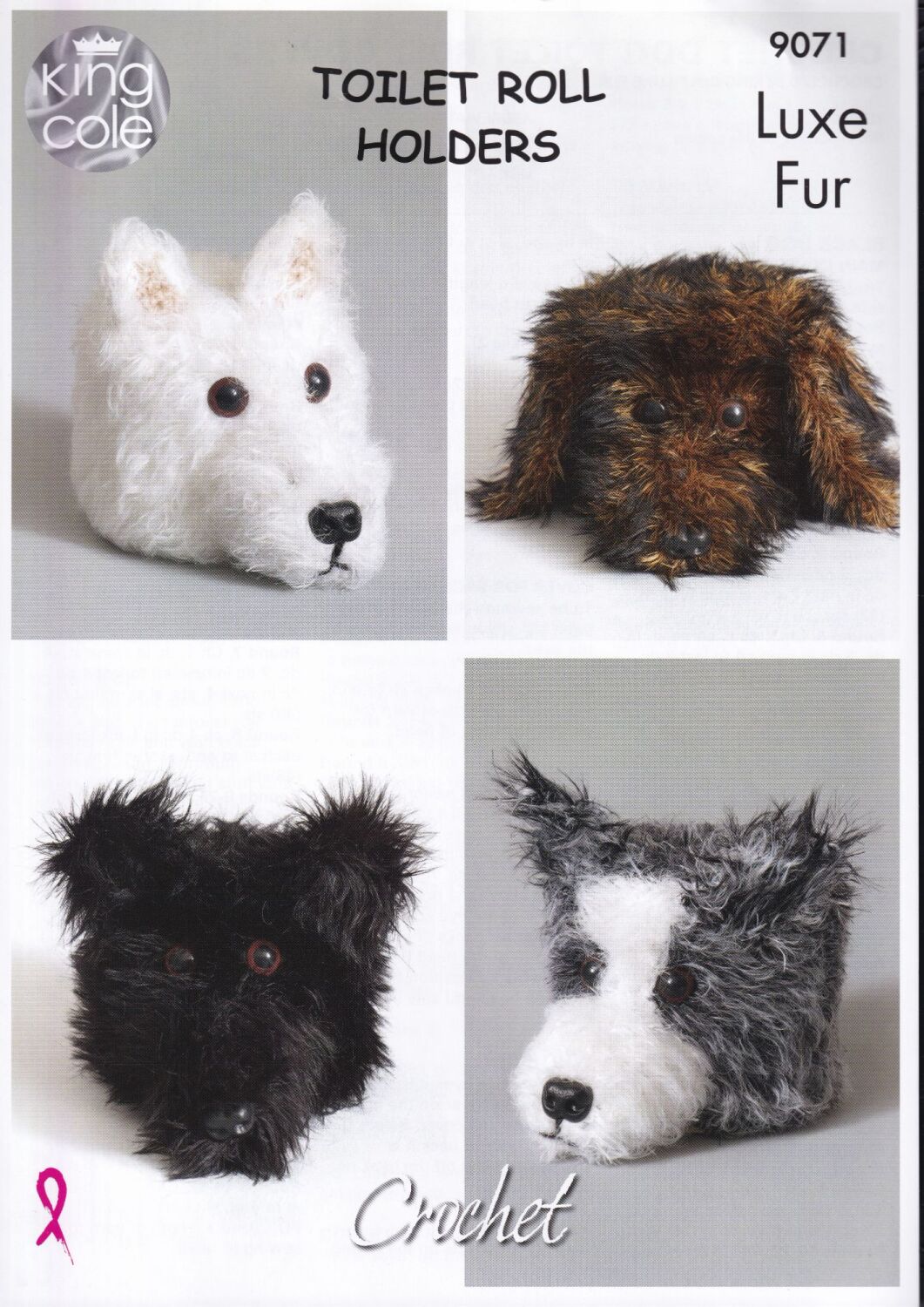 9071 DOG TOILET ROLL COVERS CROCHET PATTERN BY KING COLE