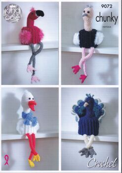 9072 BIRD TOILET ROLL COVERS CROCHET PATTERN BY KING COLE