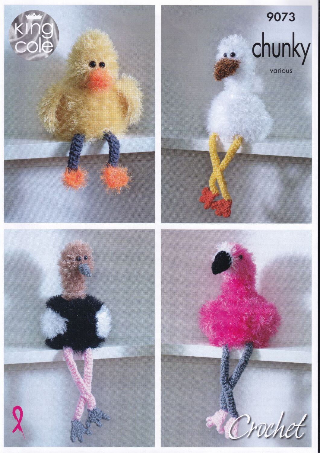 9073 BIRD TOILET ROLL COVERS CROCHET PATTERN BY KING COLE