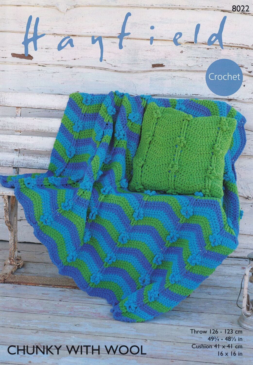 8022 THROW AND CUSHION COVER CROCHEET PATTERN BY HAYFIELD