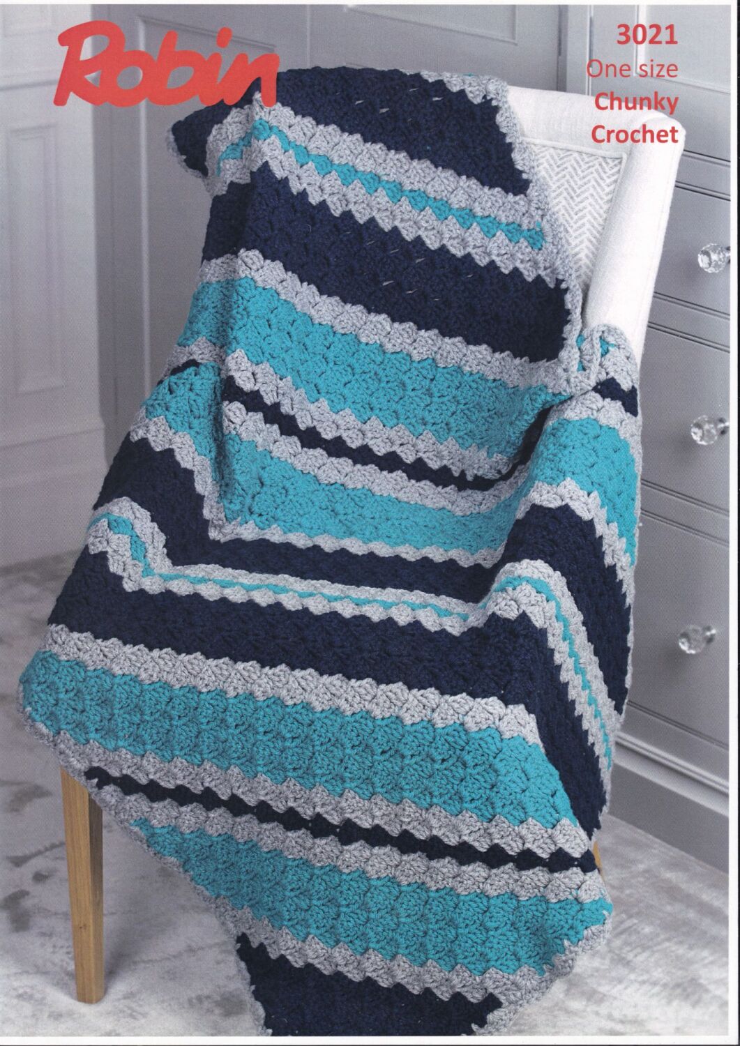 3021 DIAGONAL STRIPE THROW CROCHET PATTERN BY ROBIN