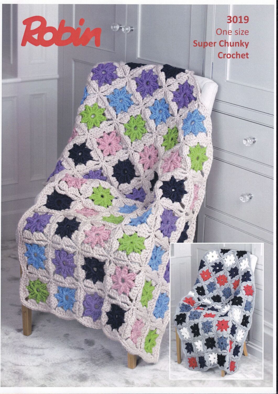 3019 PINWHEEL THROW CROCHET PATTERN BY ROBIN