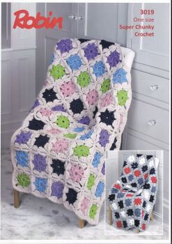 3019 PINWHEEL THROW CROCHET PATTERN BY ROBIN