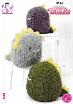 9216 SQUISHY DINOSAUR TOYS KNITTING PATTERN BY KING COLE