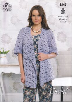 3542 CARDIGAN AND V-NECKED TOP CROCHET PATTERN BY KING COLE