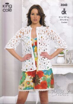 3543 CARDIGAN AND V-NECK TUNIC CROCHET PATTERN BY KING COLE
