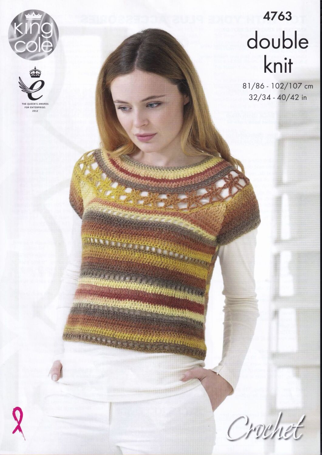 4763 TOP WITH YOKE PLUS ACCESSORIES CROCHET PATTERN BY KING COLE