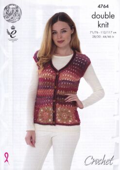 4764 CARDIGAN PLUS ACCESSORIES CROCHET PATTERN BY KING COLE