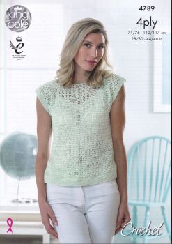 4789 TOPS CROCHET PATTERN BY KING COLE