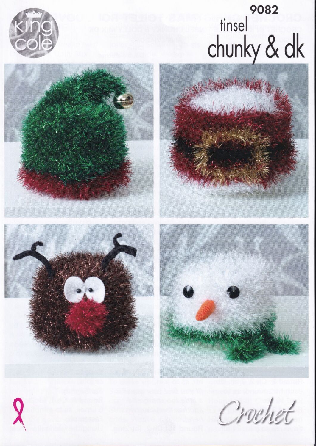 9082 CHRISTMAS TOILET ROLL COVERS CROCHET PATTERN BY KING COLE