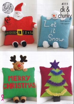 4111 CHRISTMAS NOVELTY CUSHIONS KNITTING PATTERN BY KING COLE