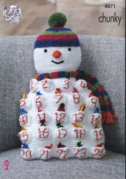 4871 SNOWMAN AND SANTA ADVENT CUSHIONS KNITTING PATTERN BY KING COLE