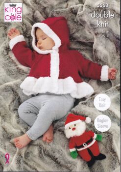 5568 CHILDRENS CHRISTMAS JACKETS AND HAT KNITTING PATTERN BY KING COLE