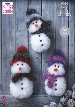 9030 SNOWMAN CHRISTMAS TOY KNITTING PATTERN BY KING COLE