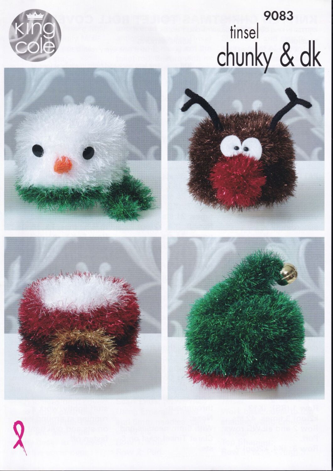 9083 CHRISTMAS TOILET ROLL COVERS KNITTING PATTERN BY KING COLE