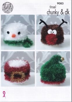 9083 CHRISTMAS TOILET ROLL COVERS KNITTING PATTERN BY KING COLE
