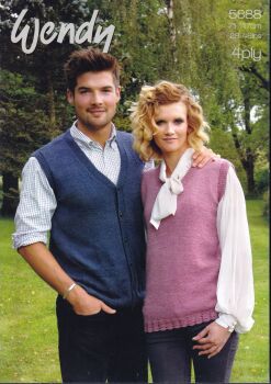 5688 WAISTCOAT AND SLIPOVER KNITTING PATTERN BY WENDY