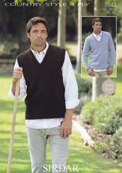 7043 SWEATER AND SLIPOVER KNITTING PATTERN BY SIRDAR