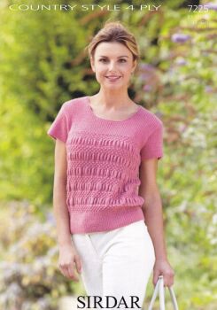 7225 WOMEN'S ROUND NECK TOP KNITTING PATTERN BY SIRDAR