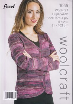 1055 CURVED EDGE CARDIGAN KNITTING PATTERN BY WOOLCRAFT