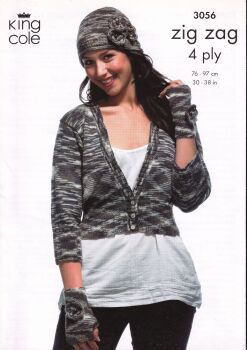 3056 CARDIGAN, TOP, SOCKS, HAT AND GLOVES KNITTING PATTERN BY KING COLE