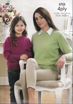 3755 CARDIGAN AND SWEATER KNITTING PATTERN BY KING COLE