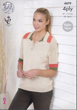 4479 POLO SHIRT AND SWEATER KNITTING PATTERN BY KING COLE