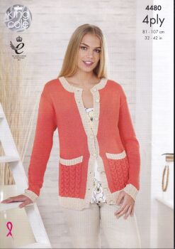 4480 CARDIGAN AND SWEATER KNITTING PATTERN BY KING COLE