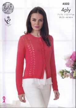 4502 CARDIGAN AND TOP KNITTING PATTERN BY KING COLE