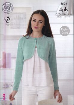 4504 BOLEROS KNITTING PATTERN BY KING COLE