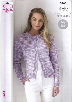 5403 CARDIGAN AND TOP KNITTING PATTERN BY KING COLE