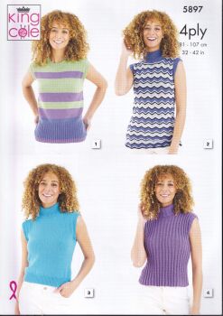 5897 TANK TOPS KNITTING PATTERN BY KING COLE