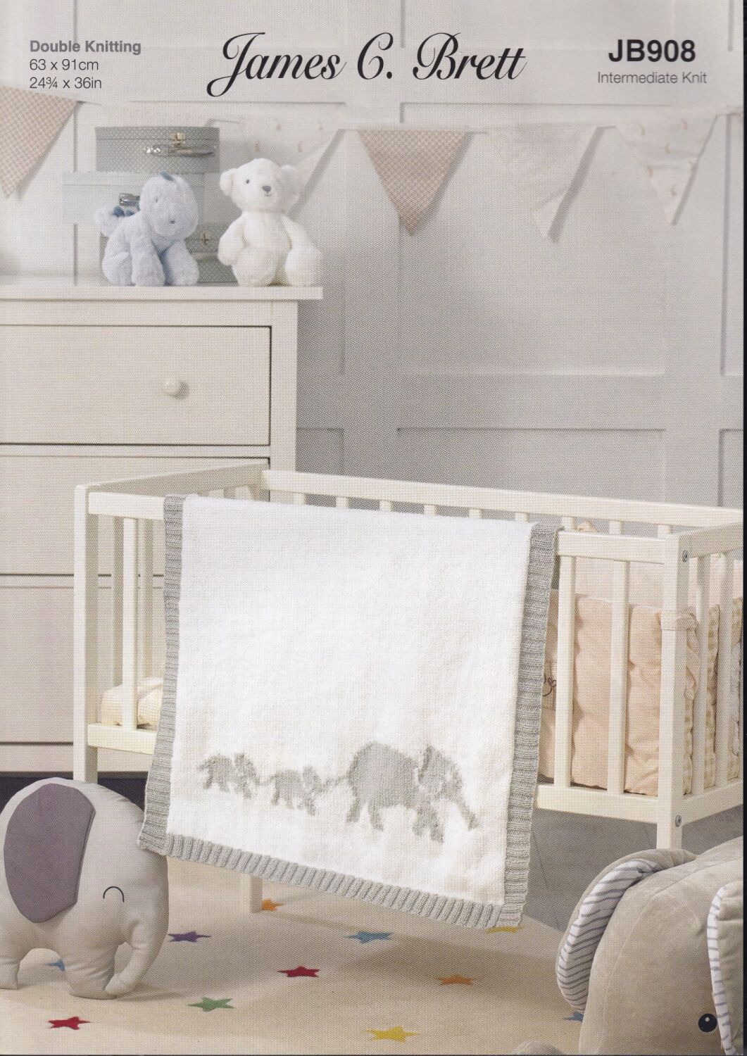 JB908 ELEPHANT BLANKET KNITTING PATTERN BY JAMES.C.BRETT