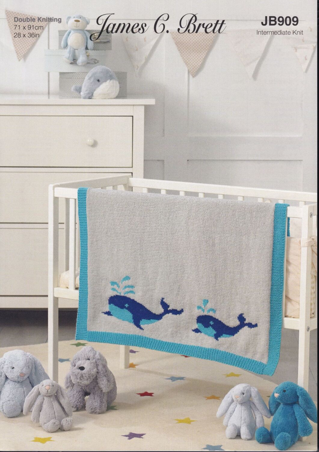 JB909 WHALE BLANKET KNITTING PATTERN BY JAMES.C.BRETT