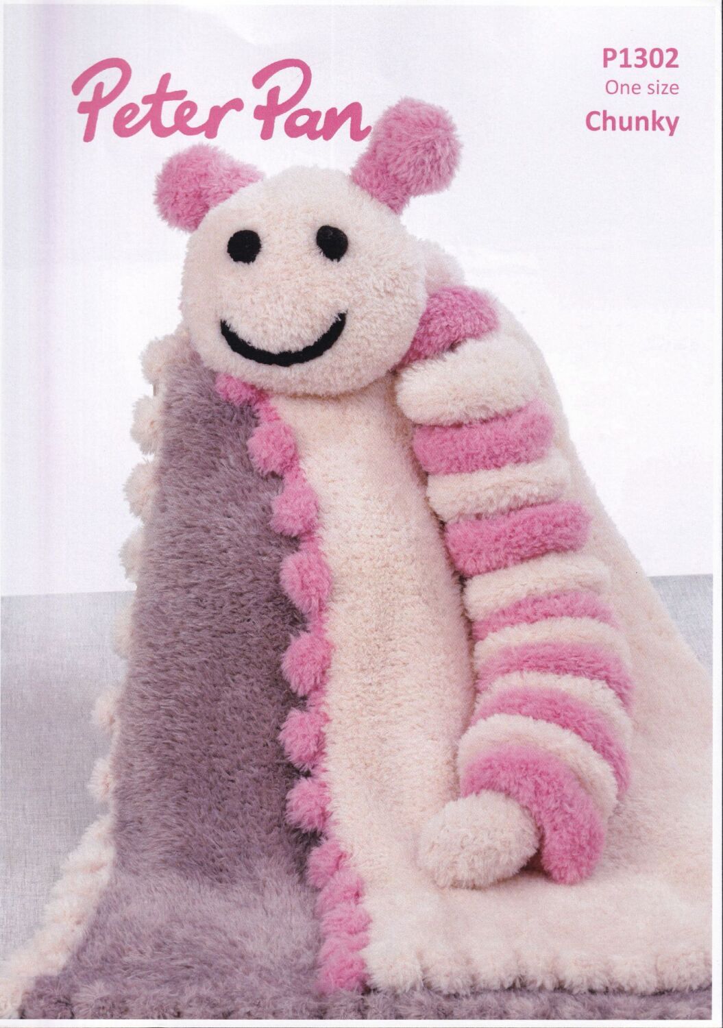 P1302 BOBBLE EDGE BLANKET AND CATERPILLAR KNITTING PATTERN BY PETER PAN