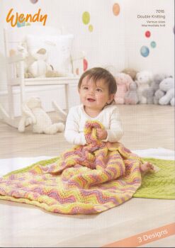 7016 BLANKETS (3 DESIGNS) KNITTING PATTERN BY WENDY