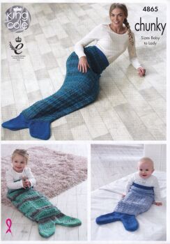 4865 MERMAID BLANKETS KNITTING PATTERN BY KING COLE
