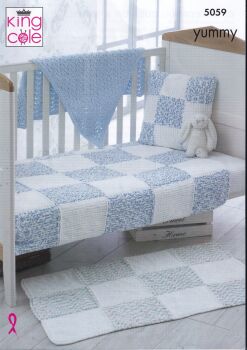5059 BLANKETS, RUG, CUSHION AND SHAWL KNITTING PATTERN BY KING COLE