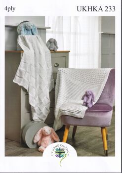 UKHKA233 BLANKETS KNITTING PATTERN BY UK HAND KNITTING