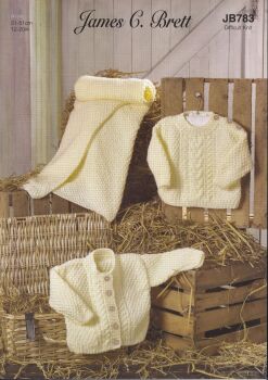 JB783 CHILDS SWEATER, CARDIGAN AND BLANKET PATTERN BY JAMES.C.BRETT