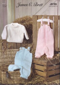 JB785 CHILDS SWEATER AND DUNGAREES KNITTING PATTERN BY JAMES.C.BRETT