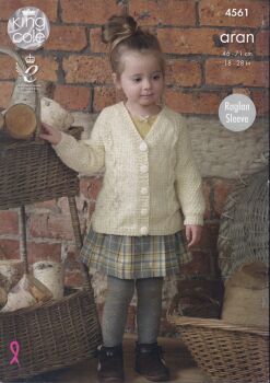 4561 CHILDS RAGLAN TUNIC AND CARDIGAN KNITTING PATTERN BY KING COLE