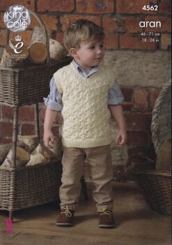4562 CHILDS SWEATER AND SLIPOVER KNITTING PATTERN BY KING COLE