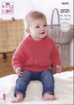 4644 CHILDS CARDIGAN AND SWEATER KNITTING PATTERN BY KING COLE