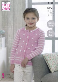 5156 CHILDS CARDIGAN AND SWEATER KNITTING PATTERN BY KING COLE