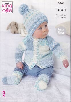 6048 BABY JACKET, COAT, HAT AND SOCKS KNITTING PATTERN BY KING COLE
