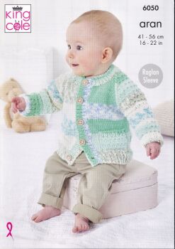 6050 BABY SWEATER, JACKET AND HAT KNITTING PATTERN BY KING COLE